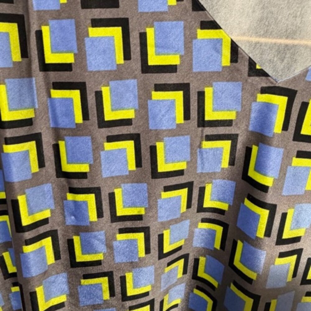 Wildfang‎ Empower Satin Slip Dress XL Blue Yellow Geometric Mod Belted Print New - Picture 3 of 11